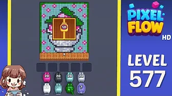 Pixel Flow Level 577 grid layout and solution screenshot