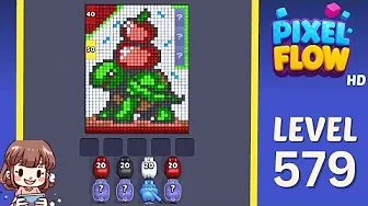 Pixel Flow Level 579 grid layout and solution screenshot