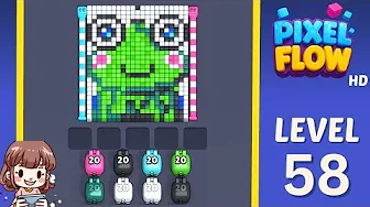 Pixel Flow Level 58 grid layout and solution screenshot