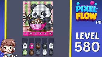 Pixel Flow Level 580 grid layout and solution screenshot