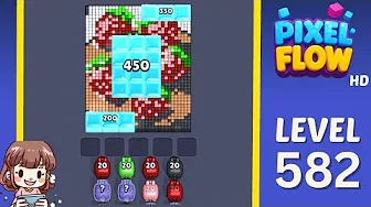 Pixel Flow Level 582 grid layout and solution screenshot