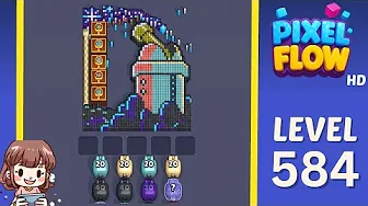 Pixel Flow Level 584 grid layout and solution screenshot