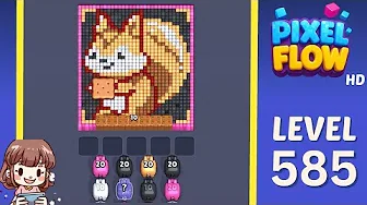 Pixel Flow Level 585 grid layout and solution screenshot