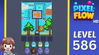 Pixel Flow Level 586 grid layout and solution screenshot