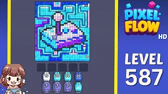 Pixel Flow Level 587 grid layout and solution screenshot