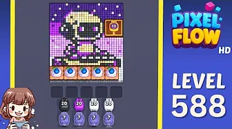 Pixel Flow Level 588 grid layout and solution screenshot
