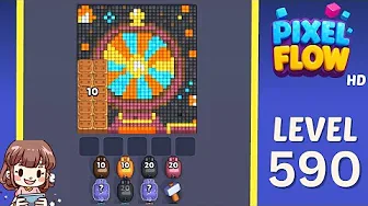 Pixel Flow Level 590 grid layout and solution screenshot