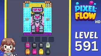 Pixel Flow Level 591 grid layout and solution screenshot