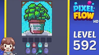 Pixel Flow Level 592 grid layout and solution screenshot