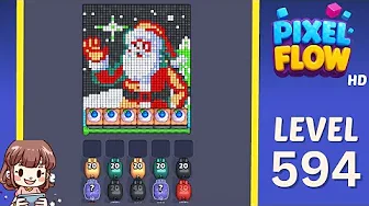 Pixel Flow Level 594 grid layout and solution screenshot