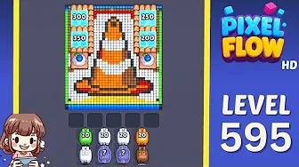 Pixel Flow Level 595 grid layout and solution screenshot
