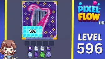 Pixel Flow Level 596 grid layout and solution screenshot