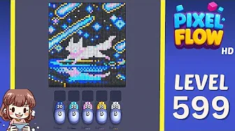 Pixel Flow Level 599 grid layout and solution screenshot