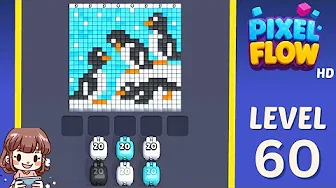Pixel Flow Level 60 grid layout and solution screenshot