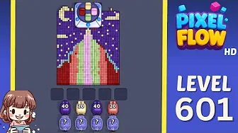 Pixel Flow Level 601 grid layout and solution screenshot