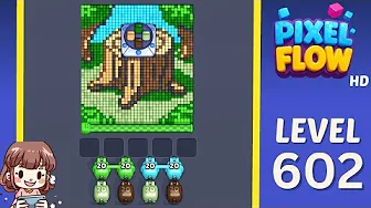 Pixel Flow Level 602 grid layout and solution screenshot