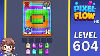 Pixel Flow Level 604 grid layout and solution screenshot