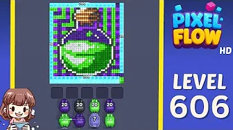 Pixel Flow Level 606 grid layout and solution screenshot