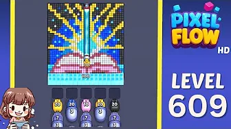 Pixel Flow Level 609 grid layout and solution screenshot