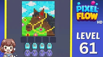 Pixel Flow Level 61 grid layout and solution screenshot