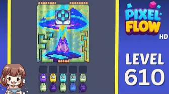 Pixel Flow Level 610 grid layout and solution screenshot