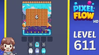 Pixel Flow Level 611 grid layout and solution screenshot