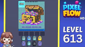 Pixel Flow Level 613 grid layout and solution screenshot