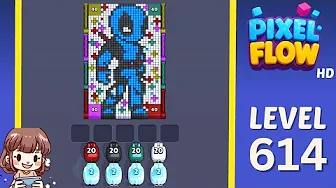 Pixel Flow Level 614 grid layout and solution screenshot