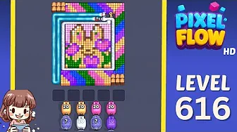 Pixel Flow Level 616 grid layout and solution screenshot