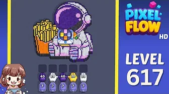 Pixel Flow Level 617 grid layout and solution screenshot