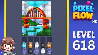 Pixel Flow Level 618 grid layout and solution screenshot
