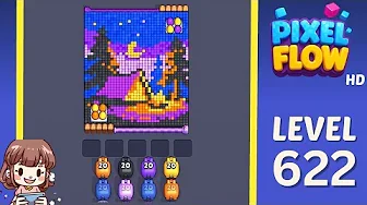 Pixel Flow Level 622 grid layout and solution screenshot