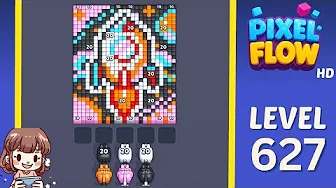 Pixel Flow Level 627 grid layout and solution screenshot