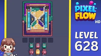Pixel Flow Level 628 grid layout and solution screenshot