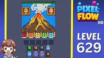 Pixel Flow Level 629 grid layout and solution screenshot