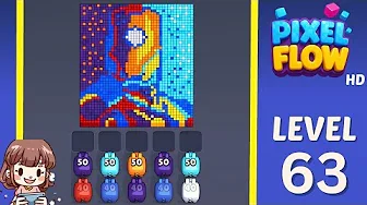 Pixel Flow Level 63 grid layout and solution screenshot