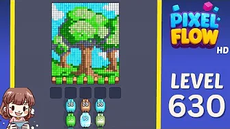 Pixel Flow Level 630 grid layout and solution screenshot