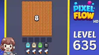 Pixel Flow Level 635 grid layout and solution screenshot