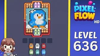 Pixel Flow Level 636 grid layout and solution screenshot