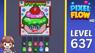 Pixel Flow Level 637 grid layout and solution screenshot