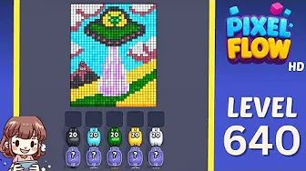 Pixel Flow Level 640 grid layout and solution screenshot