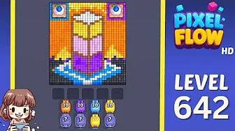 Pixel Flow Level 642 grid layout and solution screenshot
