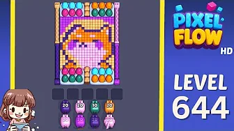 Pixel Flow Level 644 grid layout and solution screenshot