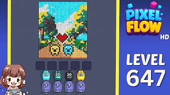 Pixel Flow Level 647 grid layout and solution screenshot