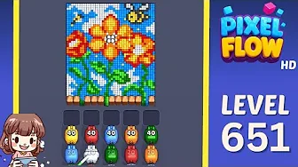 Pixel Flow Level 651 grid layout and solution screenshot