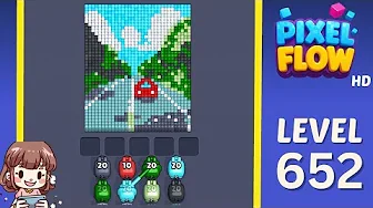 Pixel Flow Level 652 grid layout and solution screenshot