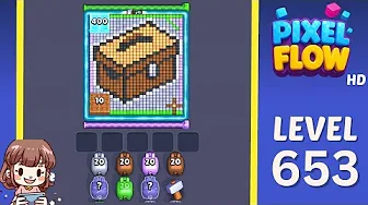 Pixel Flow Level 653 grid layout and solution screenshot