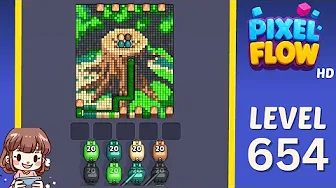 Pixel Flow Level 654 grid layout and solution screenshot