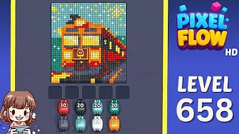 Pixel Flow Level 658 grid layout and solution screenshot
