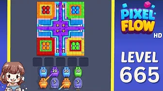 Pixel Flow Level 665 grid layout and solution screenshot